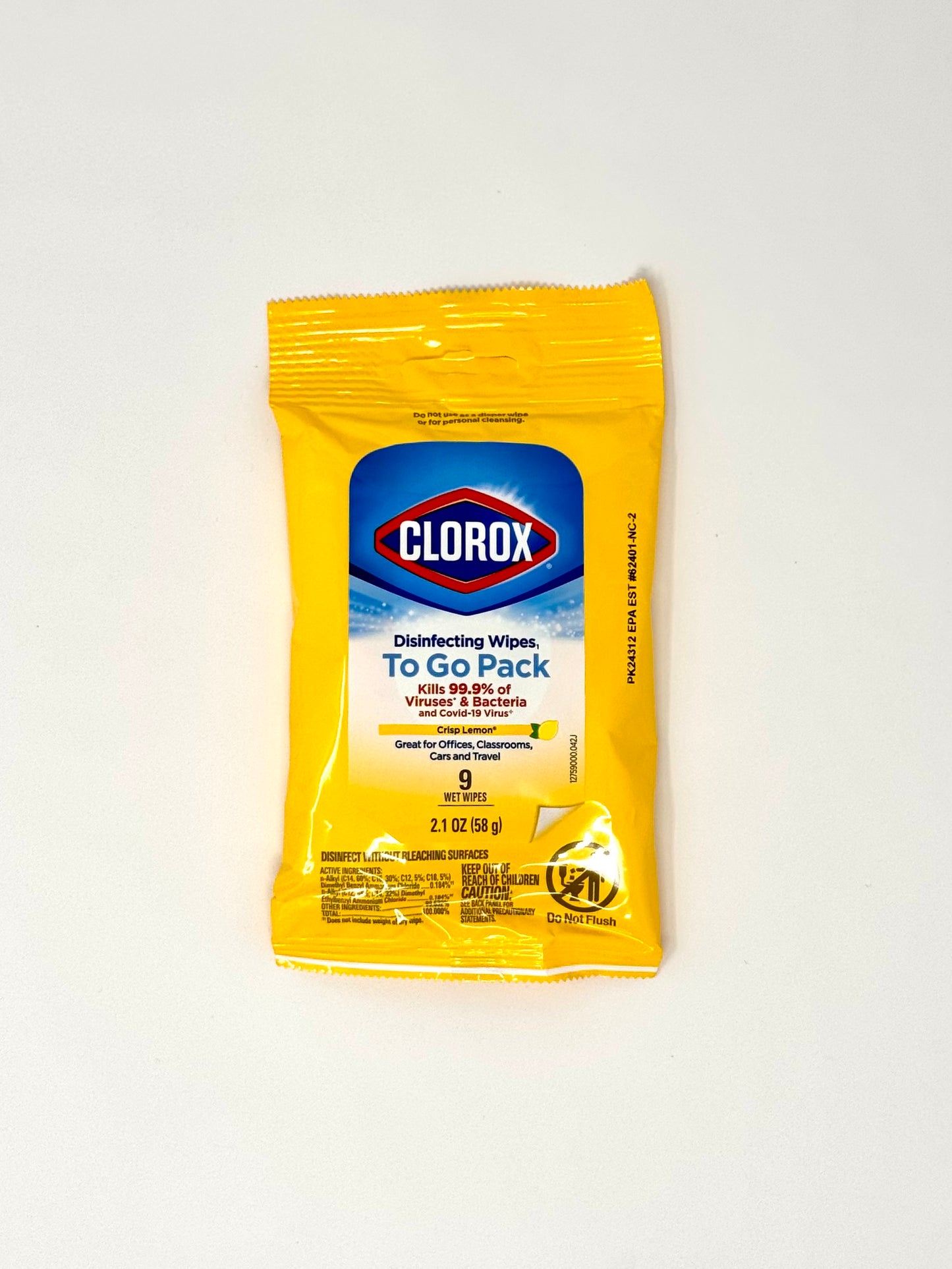 Clorox Disinfecting Wipes To Go Pack, 9 Wet Wipes, 2.1 oz