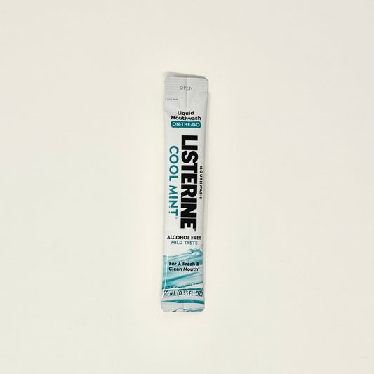 Listerine On-The-Go Alcohol Free Mouthwash Packets, Oral Rinse Cool Mint, 0.33 fl oz, 1 Pack